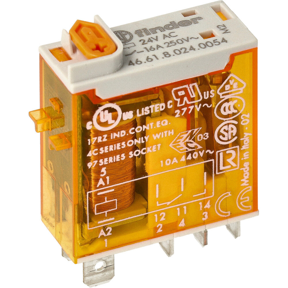 Finder Industrieel Relais 16A 24VAC Met LED En Testknop - 46.61.8.024.0054