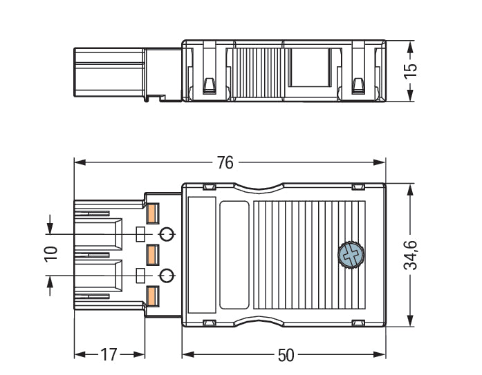 WAGO 3-Poolse Witte Connector Met Trekontlasting Behuizing - 770-133 [2 Stuks]