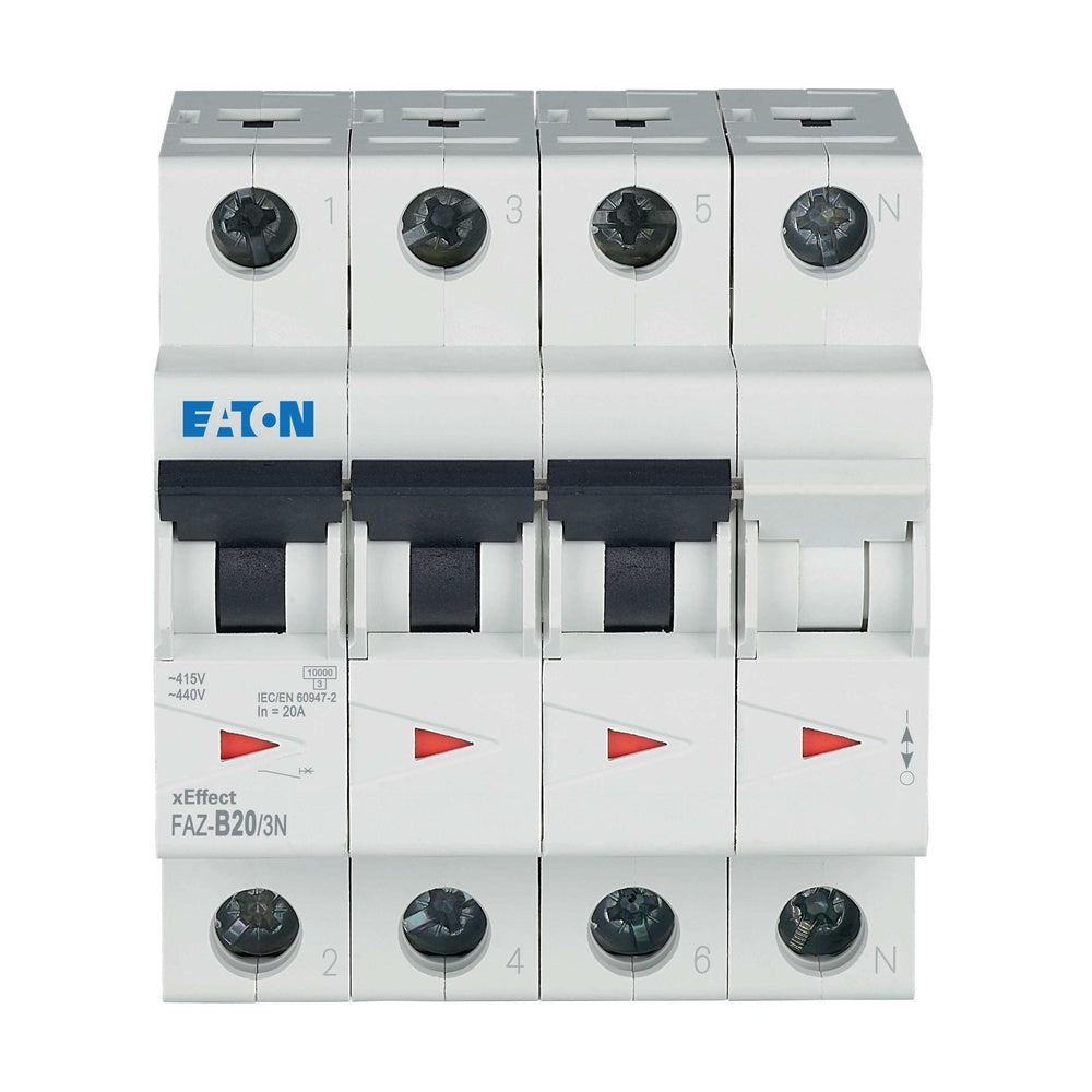 Eaton Faz 3P+N Mcb Aardlek 20A B-Curve 15kA - 278950