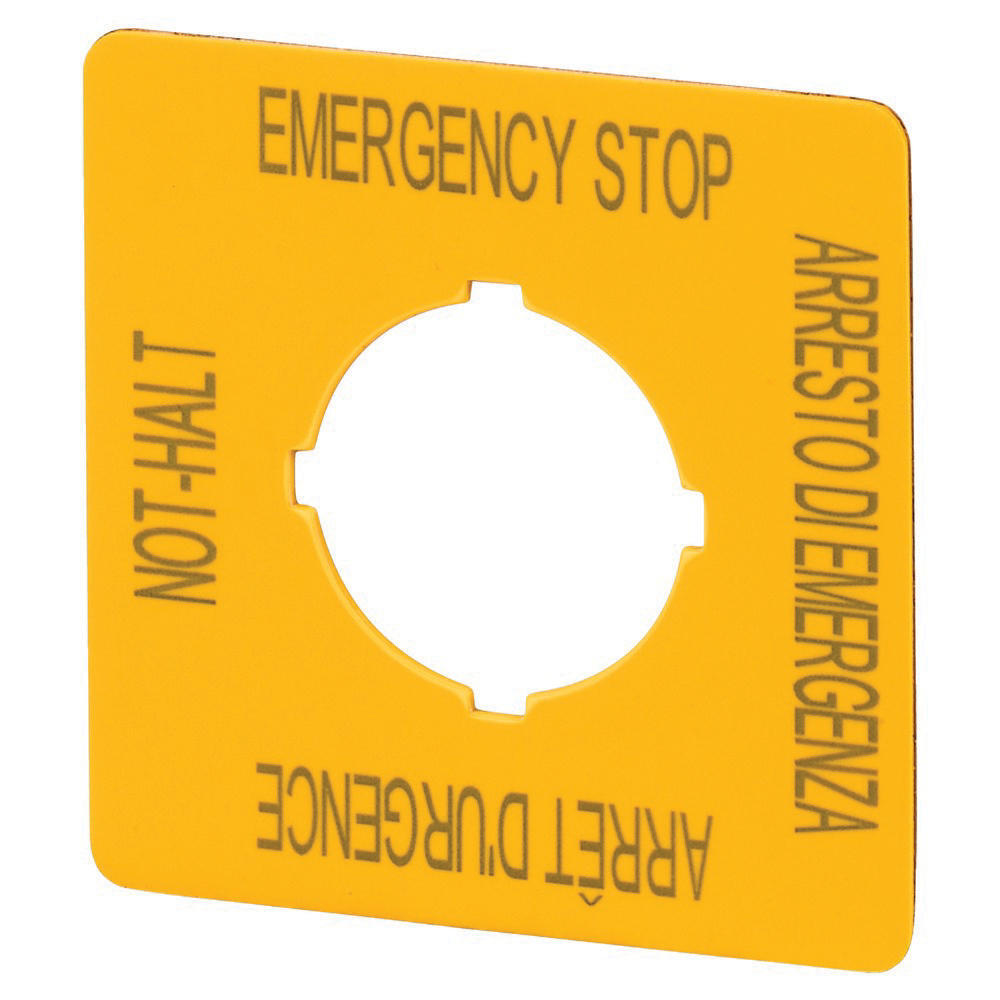 Eaton M22 Emergency Stop Label Yellow Square 50x50mm - 121373