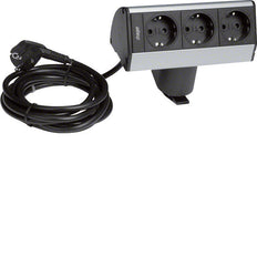 Hager Desktop Voedingsmodule 3 Schuko Aansluitingen Geanodiseerd - G7067ELN