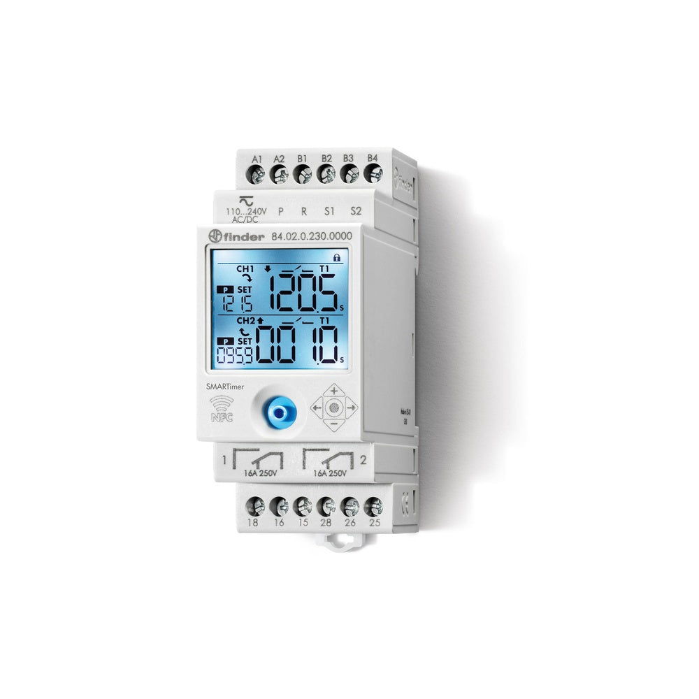 Finder Slimme Timer Relais 16A Dubbele Kanalen 110-240V AC/DC - 84.02.0.230.0000