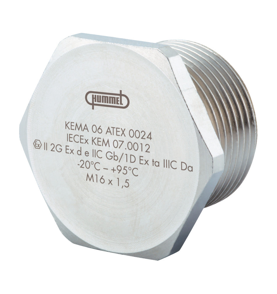 Hummel M20x1.5 Nikkel Messing Ex-D Blinde Plug - 1875200050