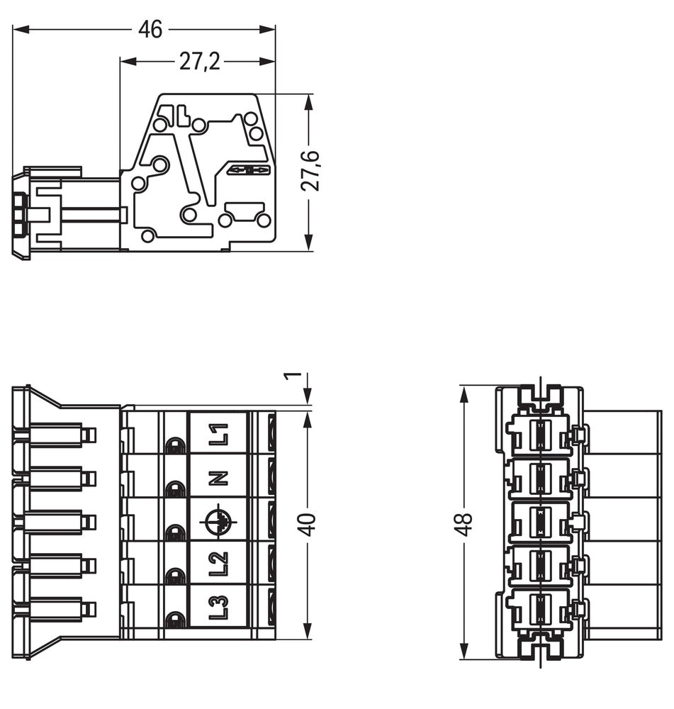 Wago 5 Polige Trekontlasting Connector 6mm Zwart - 831-3205/1020-004 [5 Stuks]