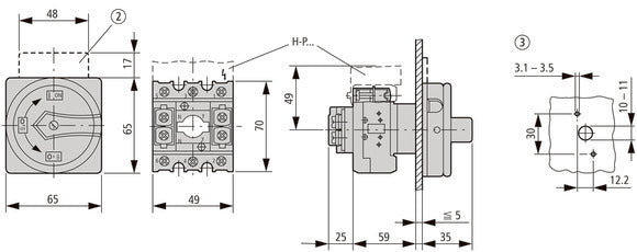 Eaton P1 Vierpolige 25A Hoofdschakelaar Met Stopfunctie - 050740