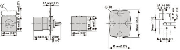 Eaton T0 20A Inbouw Omschakeling Schakelaar 4 Contact IP65 - 011396