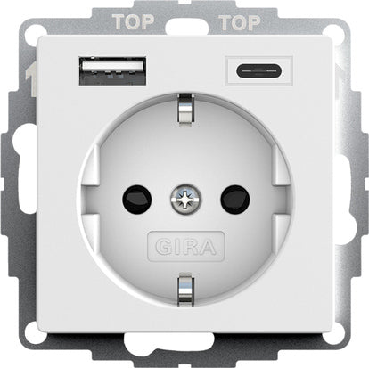 Gira Systeem 55 Dubbele Usb Wandcontactdoos Met Kindbeveiliging - 245927