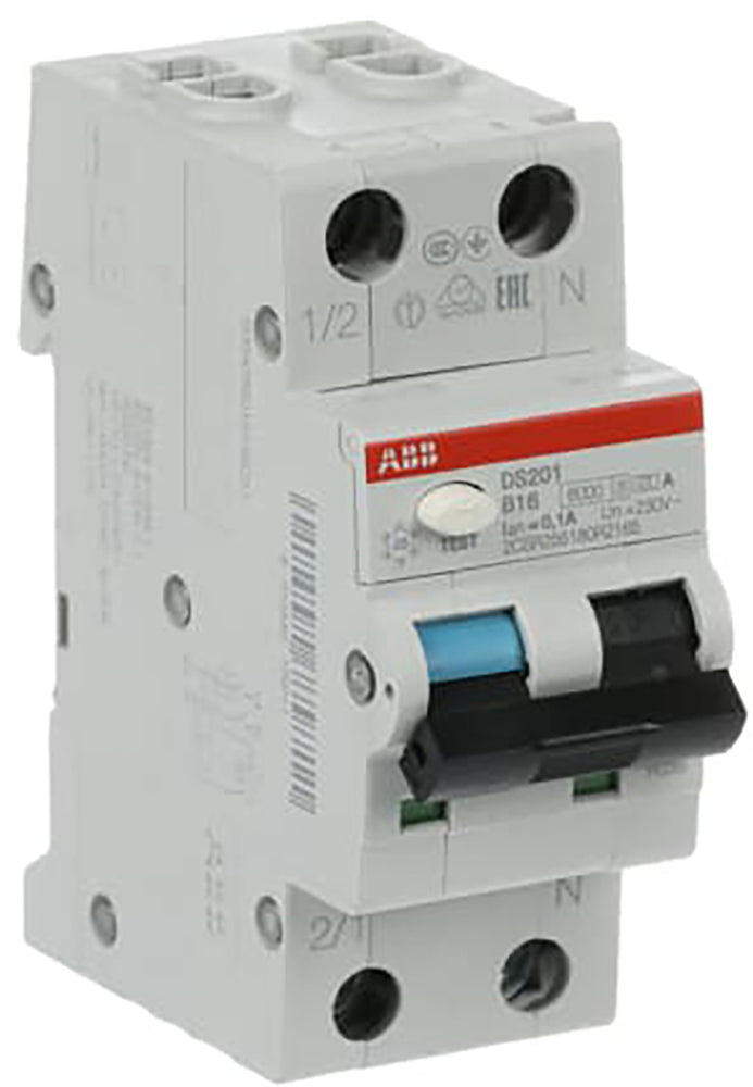 ABB DS201 Enkel Fase RCBO 16A 100mA 6kA B Curve - 2CSR255180R2165
