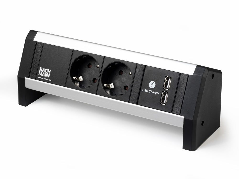Bachmann Bureau Voedingsstrip 2 Ac + 2 Usb Met Klembevestiging - 55.40.244