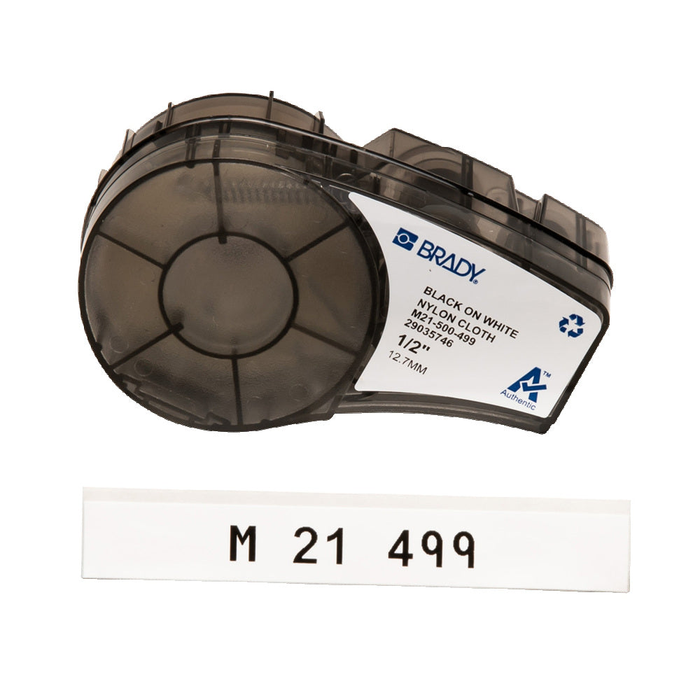 Brady M21 B499 Nylon Etikett Tape 12.7mm X 4.8m Zwart Wit - 110894