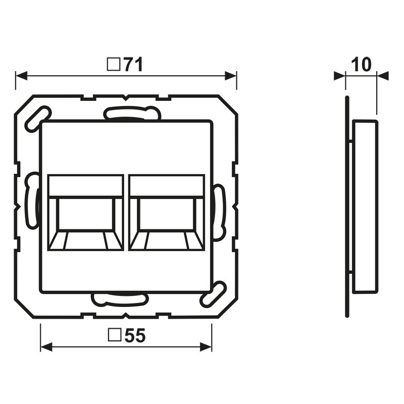 Jung AS500 Witte Dubbele Panduit Modulaire Jack Afdekking - A1569-2PAND