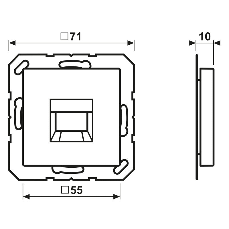 Jung A500 RJ45 Netwerk Jack Afdekking Plaat Zwart - A1569-1WESW