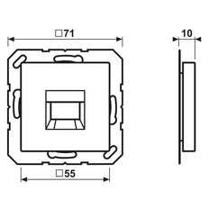 Jung A500 RJ45 Netwerk Jack Afdekking Plaat Zwart - A1569-1WESW