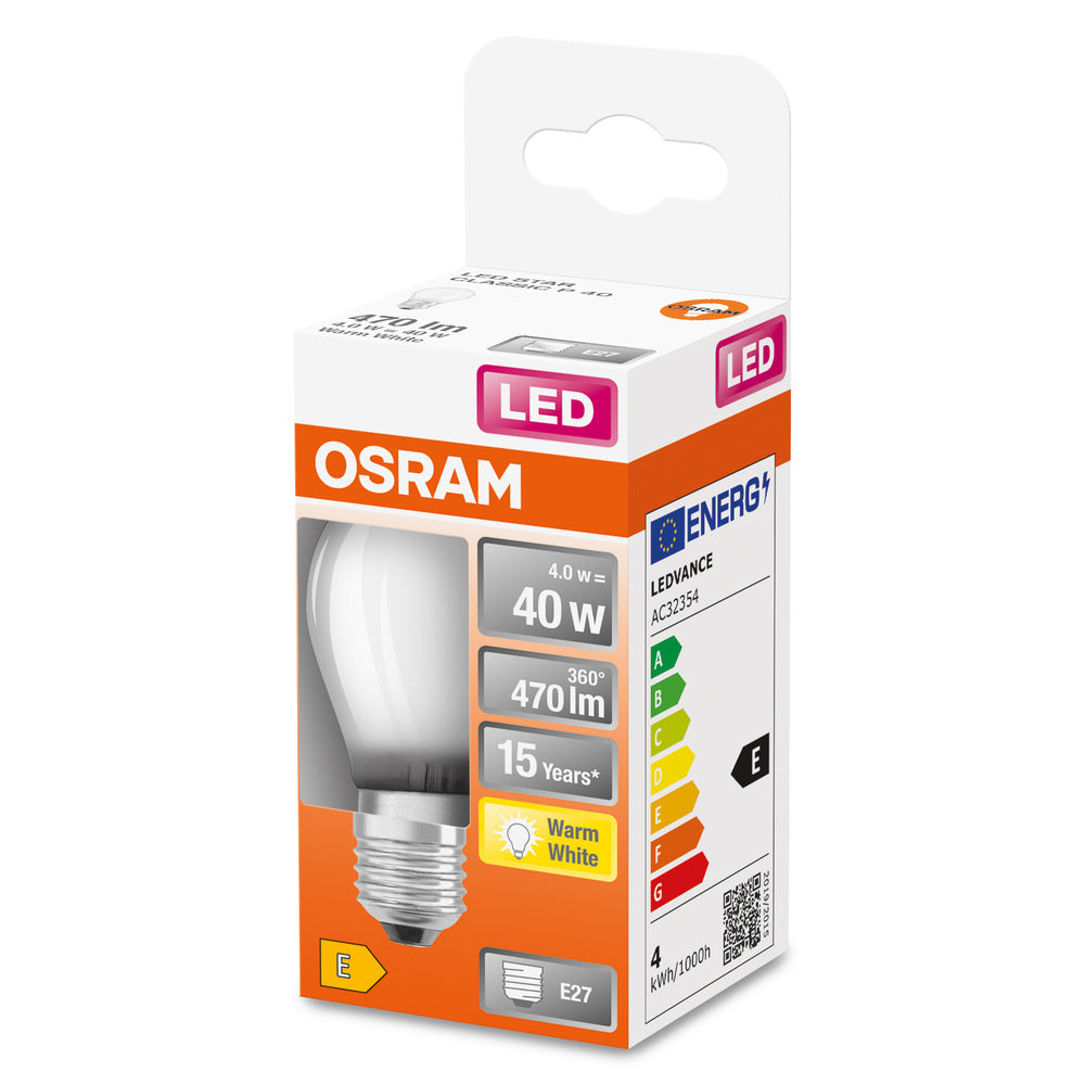 OSRAM LED Classic P40 4W E27 2700K Frosted Globe - 4058075437067 [2 Stuks]