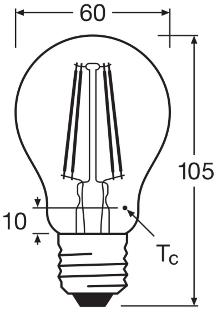 OSRAM LED Classic A60 6.5W E27 6500K Glass Filament Bulb - 4058075466036 [2 Pieces]