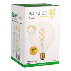 Bailey Spiraled Basis G125 E27 Dimbare LED Globe 4W 2200K - 144339