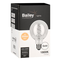 Bailey Spiraled Basis G95 LED Filament Globe Lamp E27 4W Goud - 144338