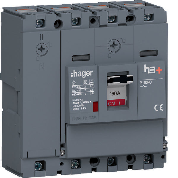 Hager H3+ P160 4-Pool 160A Lastonderbreker Schakelaar - HCS161AC