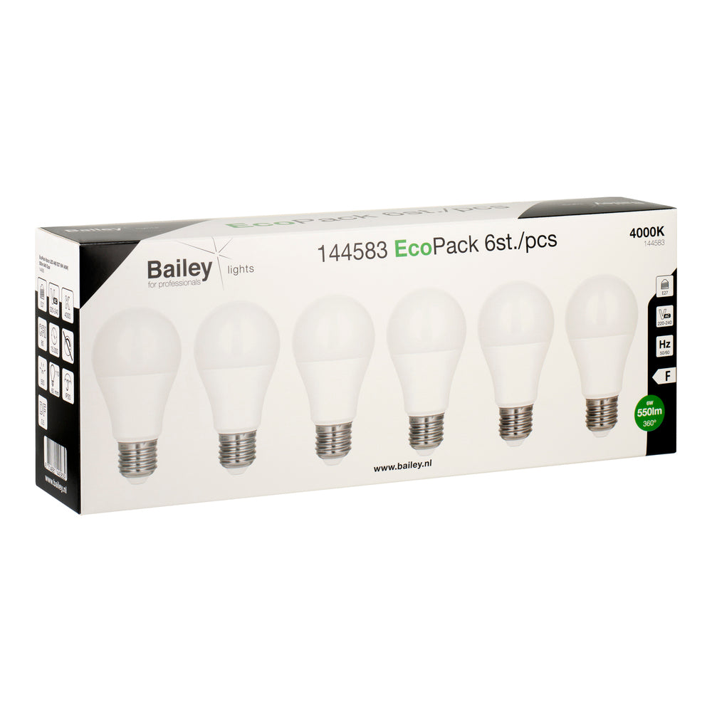 EcoPack Led A60 E27 6W 4000K Lamp - 144583 [6 Stuks]
