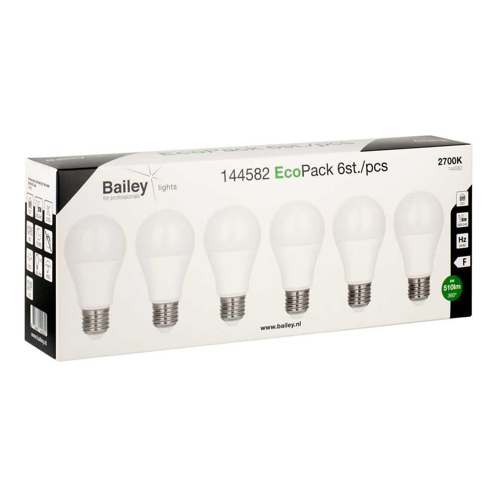 EcoPack LED A60 E27 6W Warm Witte Lamp - 144582 [6 Stuks]