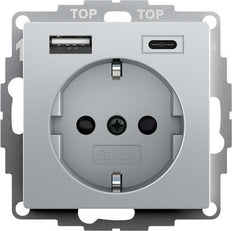 Gira Systeem 55 Dubbele Usb Wandcontactdoos Aluminium - 245926