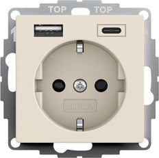 Dubbele Usb Type A/C Wandcontactdoos Met Veiligheid Plus - 245901