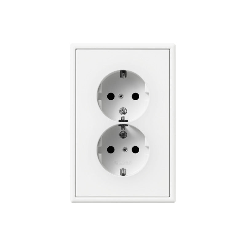 Jung LS990 Dubbele Stopcontactuitgang Matt Wit Met Veiligheidscontact - LS5015KIWWM