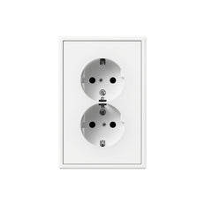 Jung LS990 Dubbele Stopcontactuitgang Matt Wit Met Veiligheidscontact - LS5015KIWWM