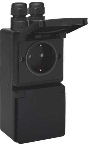 Niko Hydro IP55 Dubbele Verticale Stopcontact Met Beschermafdekking - 761-37832