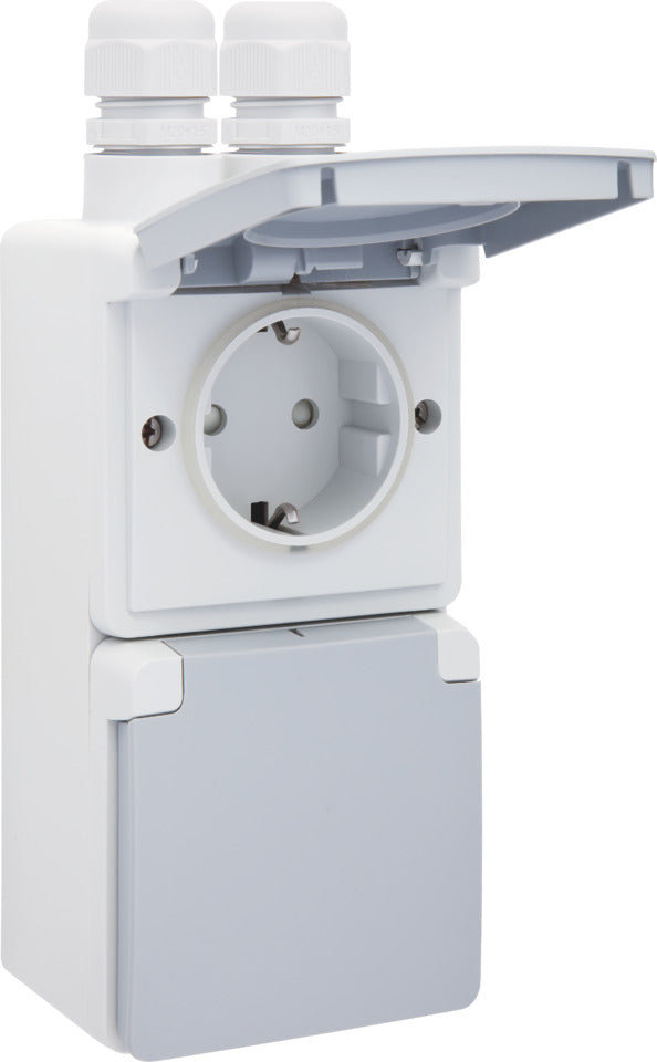 Dubbele Verticale IP44 Wandcontactdoos 16A 250V Met Bescherming - 700-37835