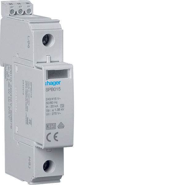 Hager Spb115 Type 2 Overspanningsbeveiliging 40kA TNC Met Afstandsbediening Signaal - Spb115