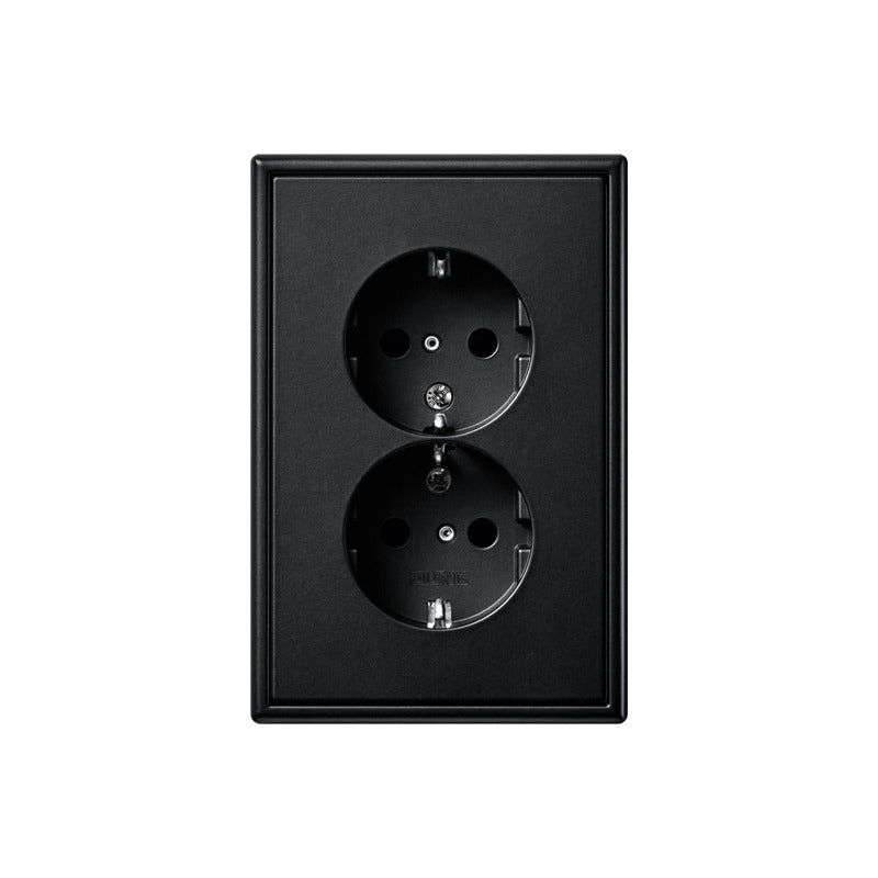 Jung LS990 Dubbele Stopcontactuitgang Matt Zwart - LS5015KISWM