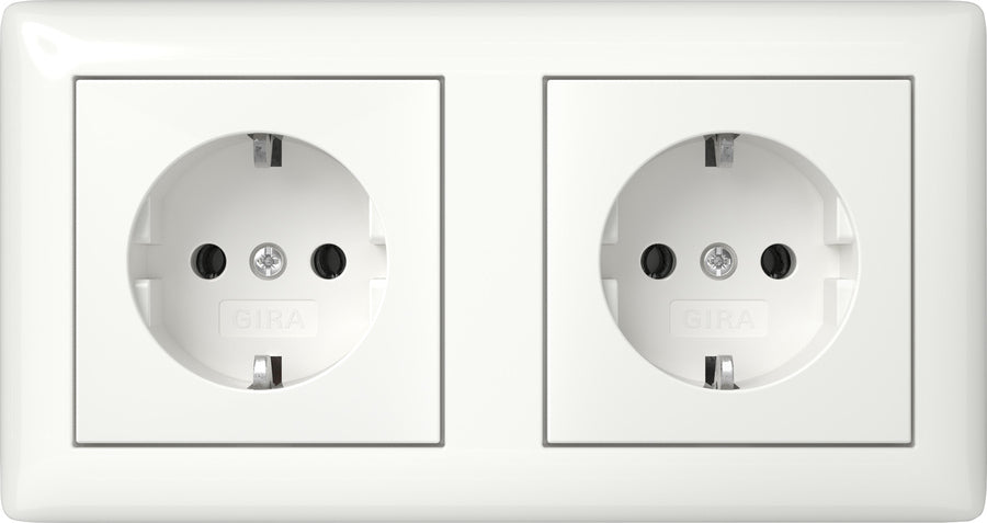 Gira Systeem 55 Dubbele Stopcontactuitgang Puur Wit Glanzend - 492503