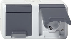 Gira Dubbele Schuko Stopcontact Met Scharnierende Afdekking IP44 Grijs - 478130