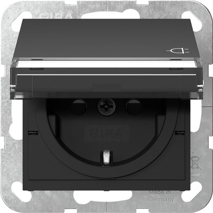 Gira Systeem 55 Veiligheid Plus Geaarde Stopcontact Met Afdekking - 4557005