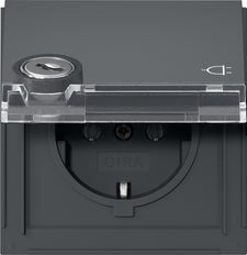 Gira TX44 Vergrendelbare Buiten SCHUKO Stopcontact Met Labelruimte - 446767