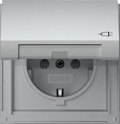 Gira TX44 IP44 Aluminium Stopcontact Met Scharnierende Afdekking - 445465