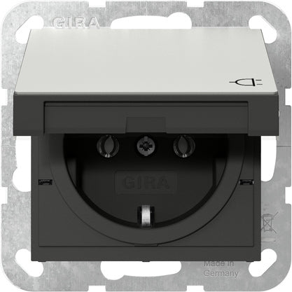 Gira Systeem 55 RVS Schuko Stopcontact Met Scharnierende Afdekking - 4454600