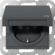 Gira Systeem 55 Schuko Stopcontact Met Scharnierende Afdekking Antraciet - 445428