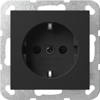 Gira Systeem 55 Schuko Stopcontact Zwart Mat Veiligheid Plus - 4453005
