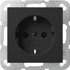 Gira Systeem 55 Schuko Stopcontact Zwart Mat Veiligheid Plus - 4453005