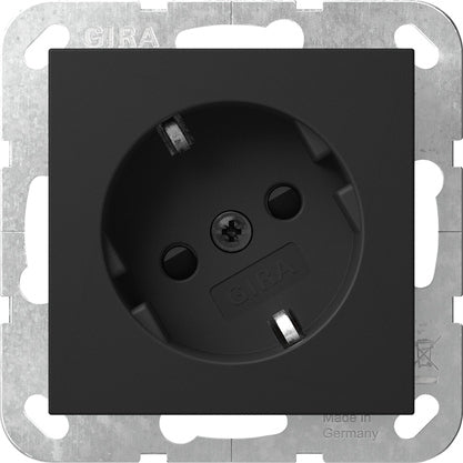 Gira Systeem 55 30-Graden Hoekige Veiligheidsstopcontact Zwart Matt - 4418005