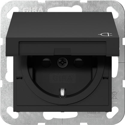 Gira Systeem 55 Schuko Stopcontact Met Veiligheidsafdekking Zwart Matt - 4414005