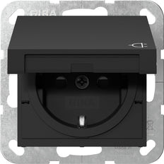 Gira Systeem 55 Schuko Stopcontact Met Veiligheidsafdekking Zwart Matt - 4414005
