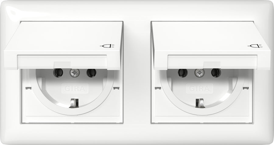 Dubbele Schuko IP44 Stopcontact Met Scharnierende Afdekking Standaard 55 - 415803