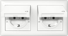 Dubbele Schuko IP44 Stopcontact Met Scharnierende Afdekking Standaard 55 - 415803