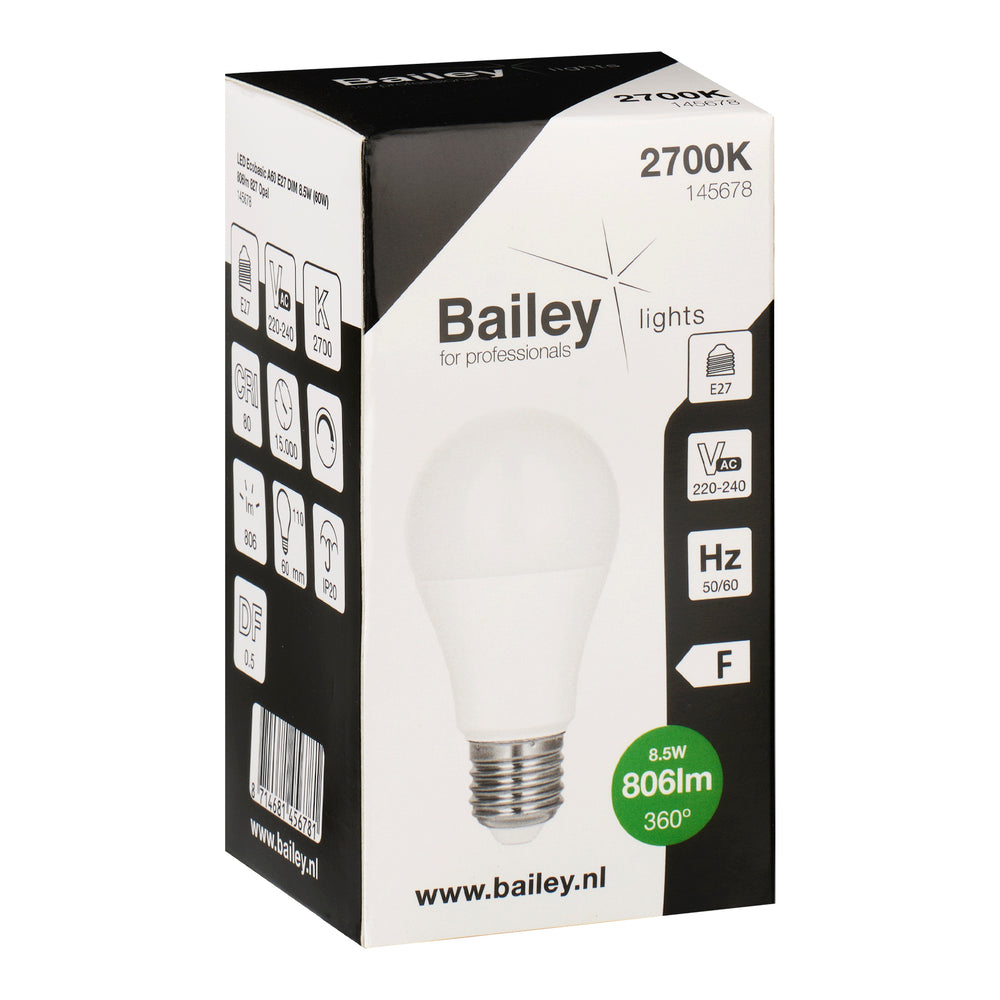 Bailey Ecobasic Led A60 E27 8.5W Dimbaar 2700K - 145678 [2 Stuks]