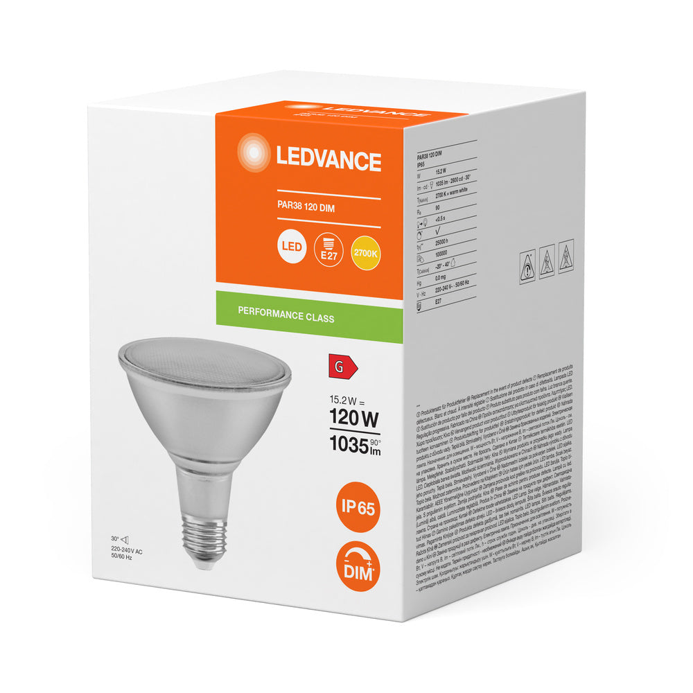 LEDVANCE PAR38 E27 LED Spot 15.2W 2700K Dimbaar - 4099854071270