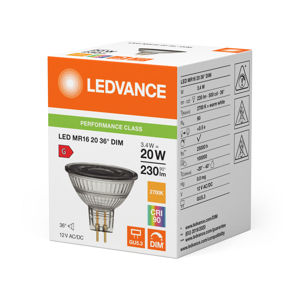 Ledvance Performance Led Mr16 Gu5.3 3.4W Dimbare Spot - 4099854070563