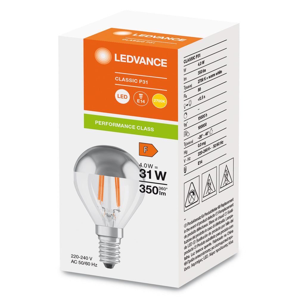 Led Classic P31 Spiegelkroon 4W E14 Zilver 827 - 4099854070037
